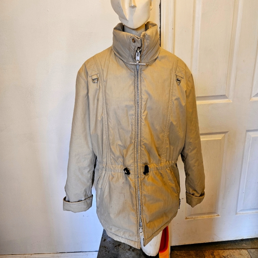Vintage Saks Fifth Avenue Mighty Mac Out O' Gloucester Beige Zip-Up Coat…